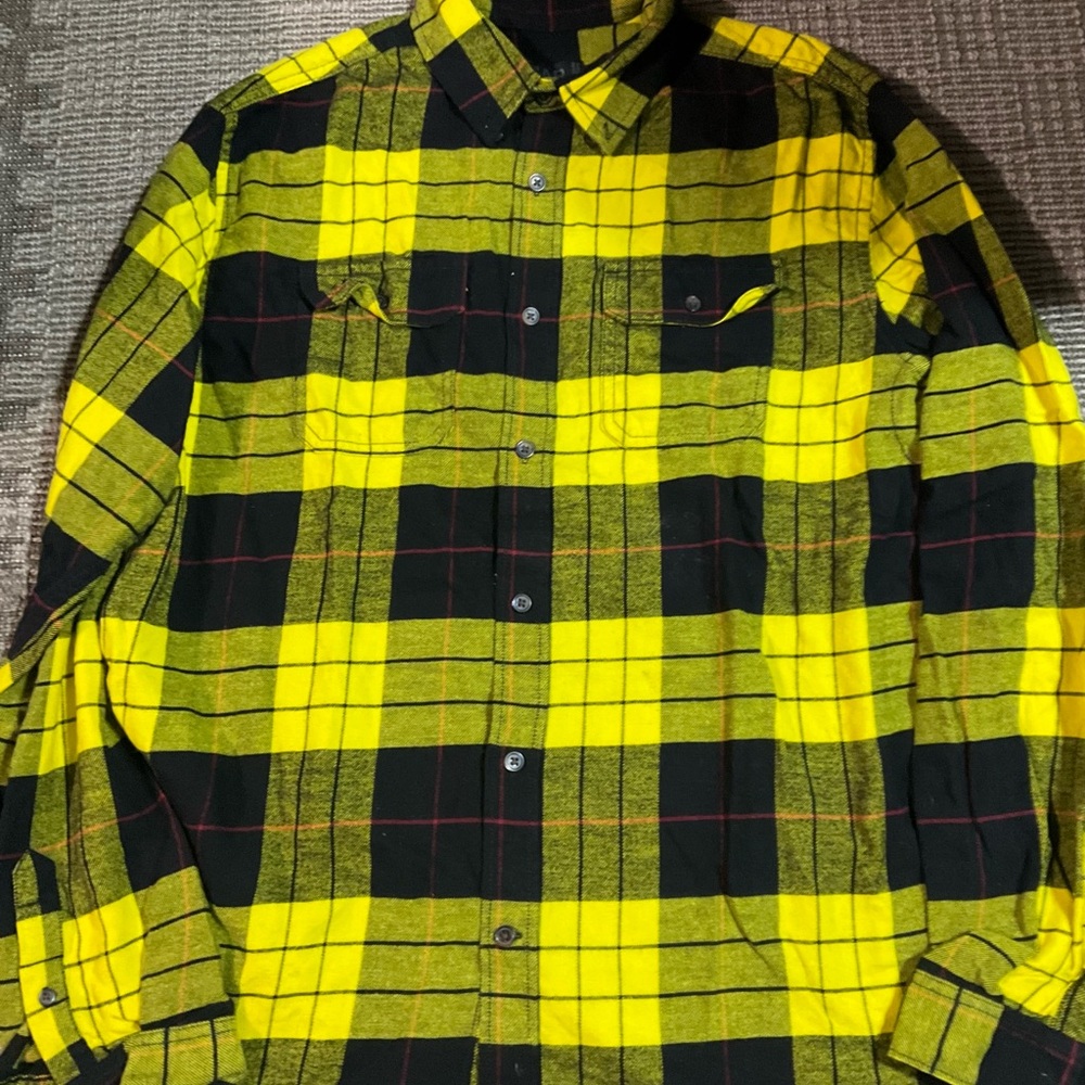 Yellow and Black Casual Button Down Shirt